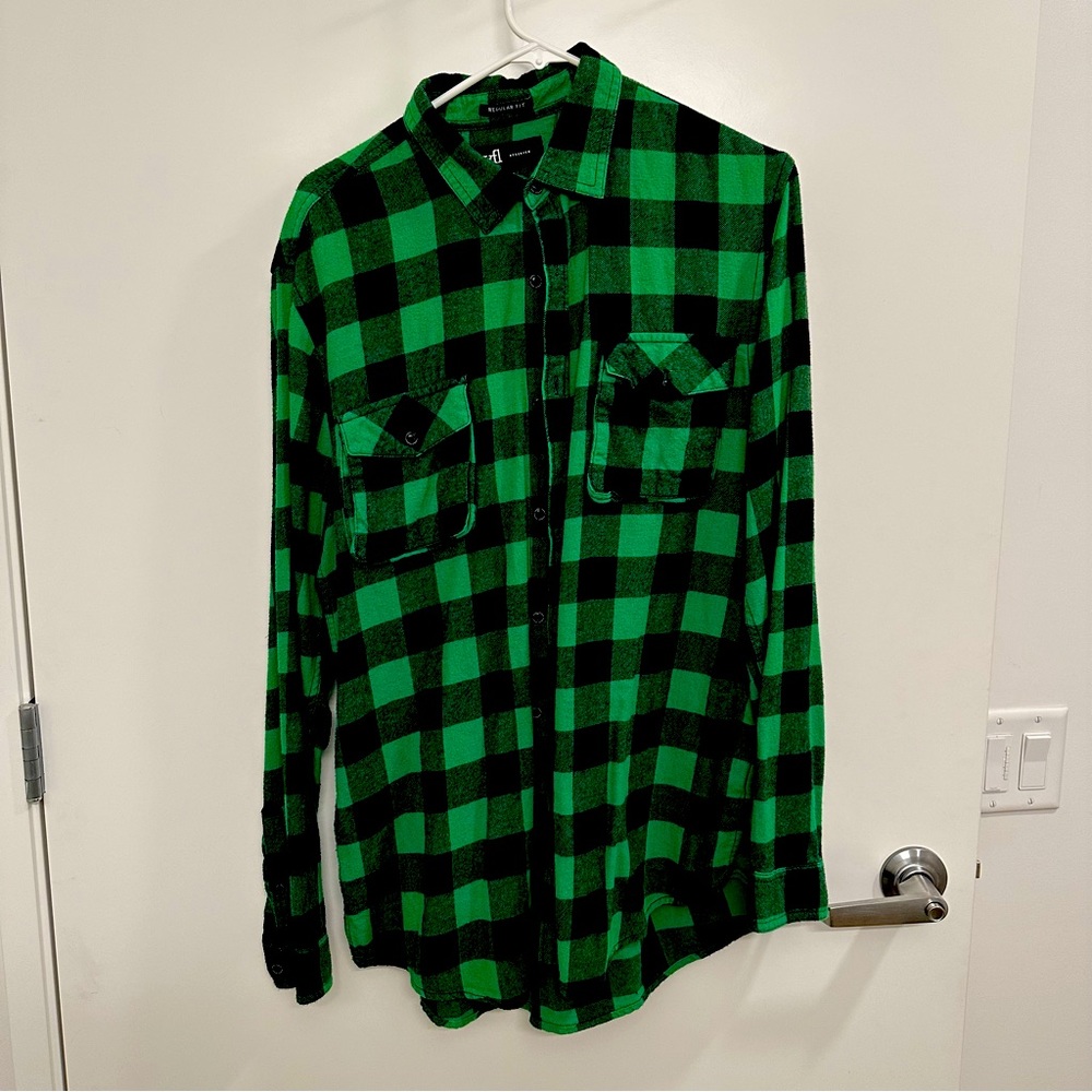 Men’s Large green & black flannel